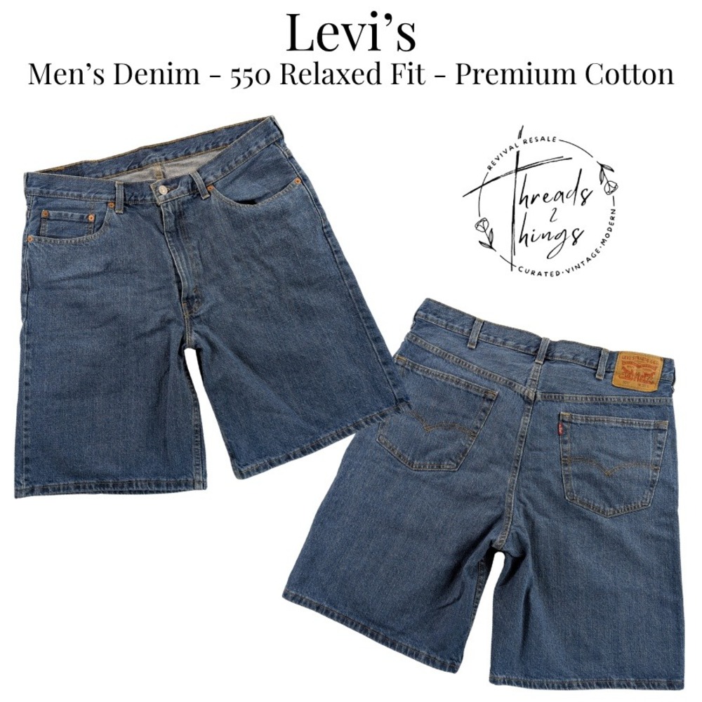 Levi's Shorts 550 Mens 38 Med Wash Denim Relaxed Fit Cotton Dad Jorts Grandpa‎